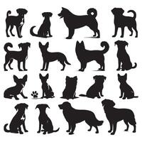 Array of dog silhouettes vector