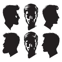 Series of mens profiles in outline form vector