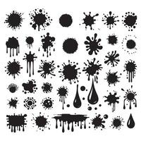 Silhouette variations of ink blots and drips vector