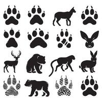 Set of animal outlines crafted in silhouette on a white surface vector