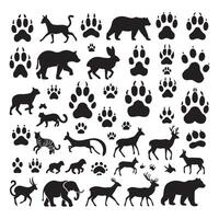 Animal shapes in dark silhouette resting on a white background vector