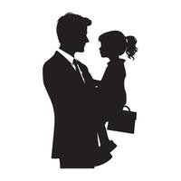 Silhouette of a dad and son for Fathers Day vector