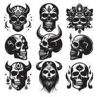 Skull head silhouette series vector