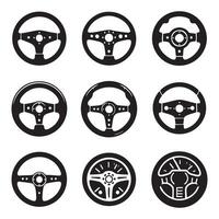Multiple car steering wheel silhouettes on a simple white background vector