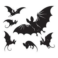 Cluster of bats in silhouette on a white canvas vector