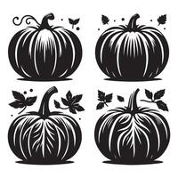 Pumpkin silhouette grouping isolated on a white background vector