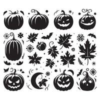 Selection of pumpkin silhouettes set against a crisp white background vector