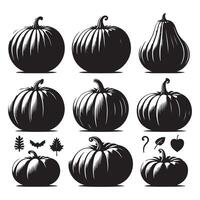 Set of pumpkin silhouettes isolated on a white background vector