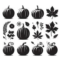 Assortment of pumpkin silhouettes displayed on a white background vector