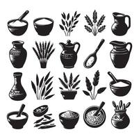 Illustrative set showing silhouettes of clay rice vector