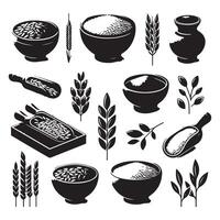 Illustrating a silhouette set of clay rice vector