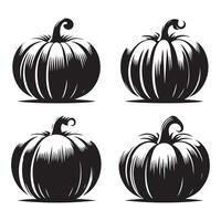 Display of various pumpkin silhouettes on a white background vector