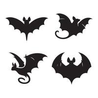 Assortment of bat outlines on a clear white background vector