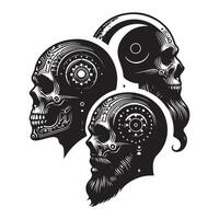 Multiple skull head silhouettes set vector
