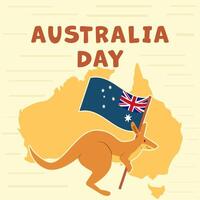 australia day illustration design in flat style with kangaroo vector