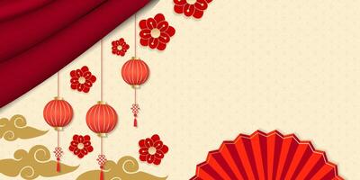 horizontal banner illustration for chinese new year with copyspace vector