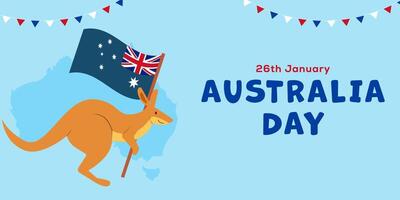 australia day horizontal banner illustration with kangaroo vector