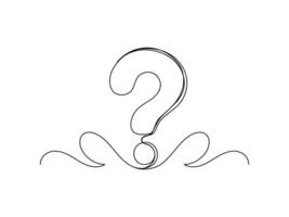 Question mark continuous one line drawing isolated illustration. vector