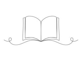 Book continuous one line art isolated illustration. vector