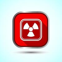 Radiation icon design illustration, Biological hazard icon, Red Shadow Button Design vector