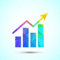 Bar chart icon design, Growth chart low poly style vector