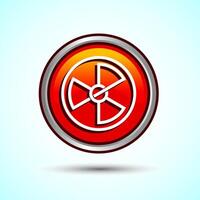 Radiation icon design illustration, Biological hazard icon, Orange Color Round Button Design vector