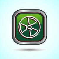 Radiation icon design illustration, Biological hazard icon, Green Color Square Button Design vector