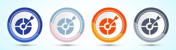 Target goal icon design illustration, Goal sign symbol, Four color button design set vector