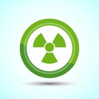 Radiation icon design illustration, Biological hazard icon, Green Color Button Design vector