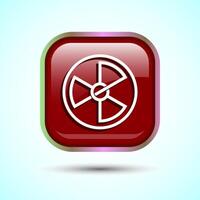 Radiation icon design illustration, Biological hazard icon, Red Color Square Button Design vector