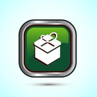 Gift box icon design illustration, Surprising gift box symbol, Green Color Square Button Design vector