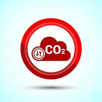 Carbon dioxide icon design illustration, Reduce co2 gas icon, Red Color Button Design vector