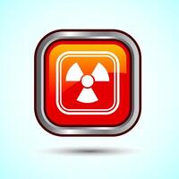 Radiation icon design illustration, Biological hazard icon, Orange Color Square Button Design vector