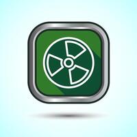Radiation icon design illustration, Biological hazard icon, Green Shadow Button Design vector
