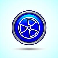 Radiation icon design illustration, Biological hazard icon, Blue Color Round Button Design vector