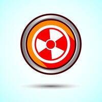 Radiation icon design illustration, Biological hazard icon, Orange Shadow Button Design vector