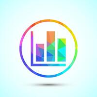Bar chart icon design, Graph icon low poly style vector