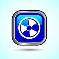 Radiation icon design illustration, Biological hazard icon, Blue Color Square Button Design vector