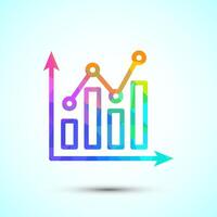 Bar chart logo design, Growth chart low poly style vector