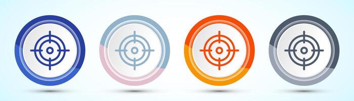 Target goal icon design, Goal sign symbol, Four color button design set vector