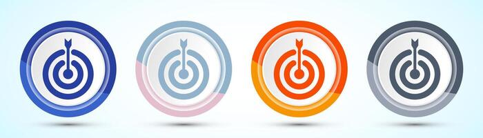 Target goal icon design illustration, Goal sign, Four color button design set vector