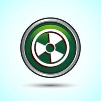 Radiation icon design illustration, Biological hazard icon, Green Color Round Button Design vector