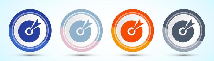 Target goal icon, Goal sign, Four color button design set vector
