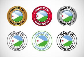 Made in Djibouti label icon with flag. Icon set for business, badge, seal, sticker, logo, and symbol vector