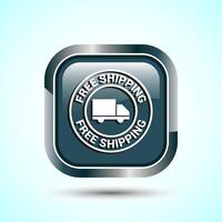 Free shipping icon design illustration, Free delivery icon, Gray Color Square Button Design vector