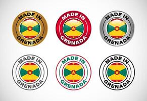 Made in Grenada label icon with flag. Icon set for business, badge, seal, sticker, logo, and symbol vector