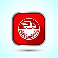 Free shipping icon design illustration, Free delivery icon, Red Shadow Button Design vector