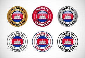 Made in Cambodia label icon with flag. Icon set for business, badge, seal, sticker, logo, and symbol vector