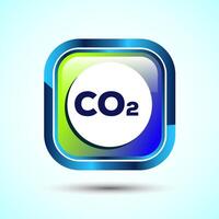 Carbon dioxide icon design illustration, Reduce co2 gas icon, Glossy Square Button Design vector