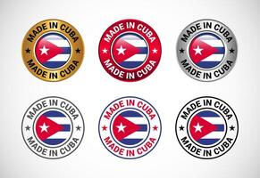 Made in Cuba label icon with flag. Icon set for business, badge, seal, sticker, logo, and symbol vector